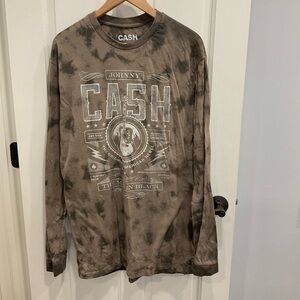 Johnny Cash Men's Gray Graphic Long Sleeve Tee Size XL